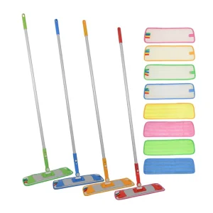 Microfiber Flat Mop Pad with Handle for Hotel Cleaning