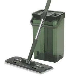 Microfiber Flat Mop Set with Free Hand Washing Aluminum Pole Magic Wooden Floor Lazy Mop Bucket for Cleaning