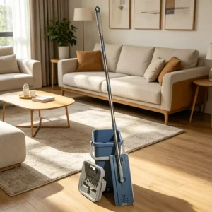 Microfiber Flat Mop and Bucket Set for Household Floor Cleaning