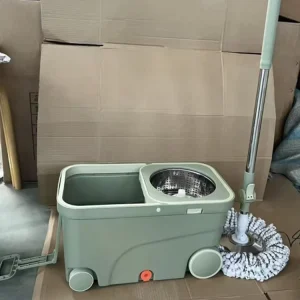 Microfiber Flat Mop and Bucket Set with Stainless Steel Frame and Handle for Household Floor Cleaning