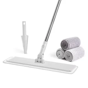Microfiber Flat Mop with Aluminum Pole for Wet and Dry Floor Cleaning