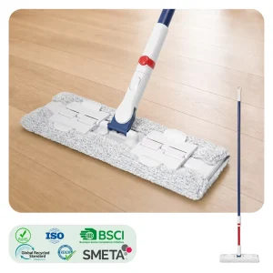 Microfiber Flat Mop with Flexible Extendable Handle and 360-Degree Rotating Head