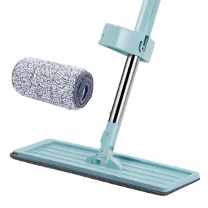 Microfiber Flat Mop with Washable Pads and Squeeze Mechanism