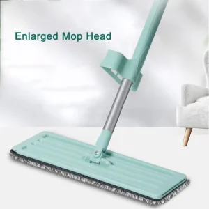 Microfiber Flat Mop with Wet and Dry Cleaning, Steel and Plastic Basket