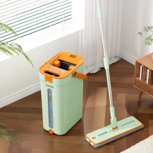 Microfiber Floor Cleaning Mop Head Replacement Wet Dry Flat Squeeze Mop and Bucket with Wringer Set