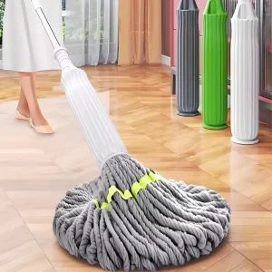Microfiber Floor Mop with Long Steel Handle Self-Wringing Twist for Dry or Wet Cleaning Commercial and Household Use