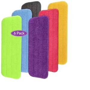 Microfiber Mop Pad Refills with Plastic Basket, Swivel, Reusable, Absorbent, for Floor and Window Cleaning