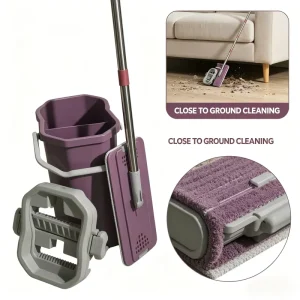 Microfiber Mop Set Stainless Steel Handle Rectangle Lightweight High Absorption