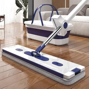 Microfiber Mop and Bucket Set with Aluminum Alloy Handle, 360° Rotation, and Foldable Bucket