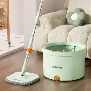 Microfiber Mop and Bucket Set with Telescopic Handle and Separate Clean and Dirty Water