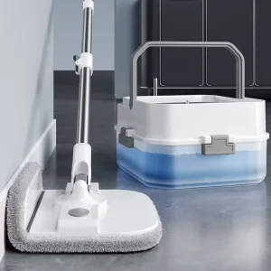 Microfiber Mop with Stainless Steel Handle, Inner Bucket, and Dirt-Water Separation