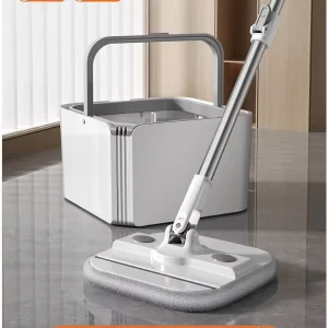 Microfiber Mop with Stainless Steel Handle and Inner Dirt-and-Water Separation Bucket
