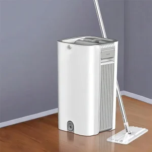 Microfiber Refill Flat Mop and Bucket Set with Stainless Steel Pole for Home and Office Use