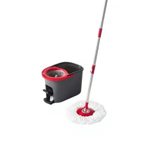 Microfiber Spin Mop Bucket Set with Plastic Basket and Steel Pole