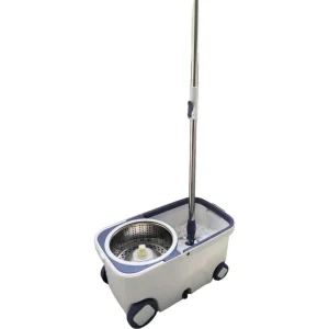 Microfiber Spin Mop and Bucket Floor Cleaning System with Handle and Four Wheels