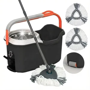 Microfiber Spin Mop and Bucket Set with Wheels, Rotating Mop with Pedal for Home and Office