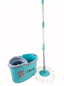 Microfiber Spin Mop and Bucket with Telescopic Handle, 360° Rotating Wheel, and Steel Pole for Indoor Cleaning