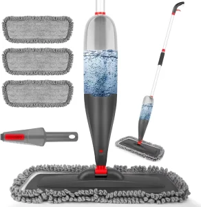 Microfiber Spray Floor Mop with 3 Washable Pads and 360-Degree Spin