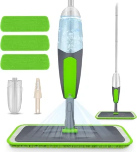 Microfiber Spray Mop with Steel Pole and Extendable Handle 20-30 Second Wringing
