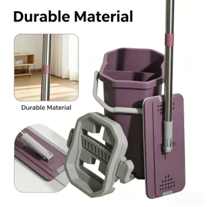 Microfiber Squeeze Mop Set with Steel Pole and Twist Handle