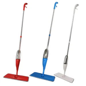 Microfiber Stainless Steel-Pole Spray Mop for Wood Floors and Ceramic Tiles, Wet and Dry Use