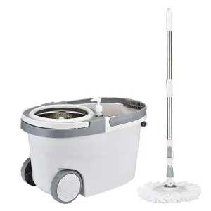 Microfiber Swivel Spin Mop with 360-Degree Rotation and Plastic Bucket