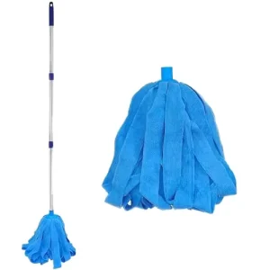Microfiber Terry Cloth String Mop with Long Handle Quick-Drying Absorbent for Home Bathroom and Kitchen Use
