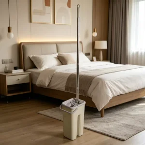 Microfiber Water Cleaning Bucket Mop 360 Rotating Flat Mop Easy Household Cleaning Foldable Steel Pole Bucket Set