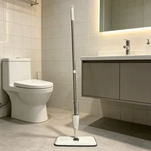 Microfiber Water Spray Mop with 360° Rotating Stainless Steel Flat Handle, Self-Wringer, Quick Absorption, High Capacity