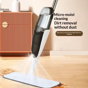 Microfiber Water Spray Mop with Stainless Steel Pole, Wet and Dry Flat Mop
