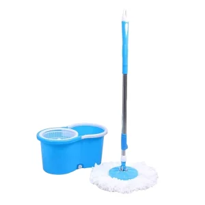 Microfiber Wet-Dry Flat Floor Mop with Rectangle Head and Swivel Metal Bucket