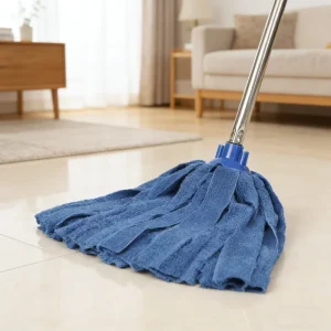 Microfiber Wet Mop with Steel Pole and Manual Wringer for Home Use
