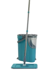 Microfiber Wet and Dry Flat Mop and Bucket Set with Steel Pole