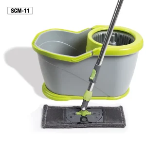 Microfiber Wet and Dry Spin Mop and Bucket Set with Hands-Free Wringer
