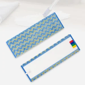 Microfiber Zigzag Flat Mop Pad Refills with Aluminum Pole, Washable Absorbent Wet and Dry Head