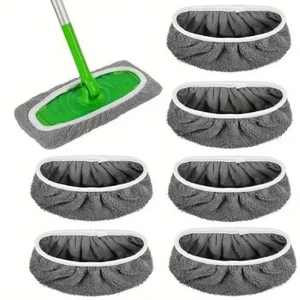 Microfiber and Aluminum Flat Mop Pads for Dry Sweeping, Compatible with Automatic Wringers