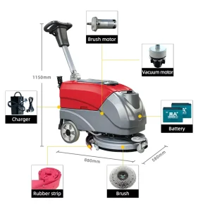 Mini Commercial Electric Hand-Push Floor Sweeper and Tile Floor Scrubber Cleaning Machine for Supermarket