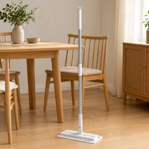 Mini Flat Mop with Disposable Cloth and Reusable Automatic Cloth Clip for Floor Cleaning