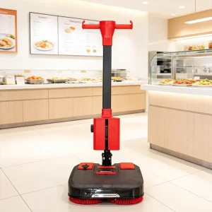 Mini Floor Scrubber Dryer with Dual Brush, 428mm Working Width, 440mm Squeegee and Foldable Handle