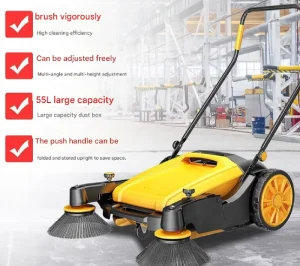 Mini Folding Hand-Push Floor Sweeper for Roads, Streets, Parking Lots, and Industrial Floors
