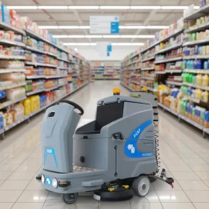 Mini Hippo PC87 Electric Industrial Ride On 1200W 24V Vacuum Cleaner New Condition Double Brush Plate Floor Scrubber