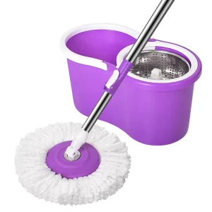 Mini Home Floor Cleaning Mop and Bucket System with 2 Washable Reusable Microfiber Pads