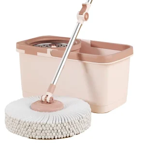 Minimalist Magic Extendable Handle Mop Set with Durable Steel Pole Easy to Operate Spin Wringer Floor Cleaning Tool