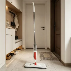 Modern Microfiber Flat Mop Set with Absorbent Bucket System Squeezable Floor Cleaning Tool