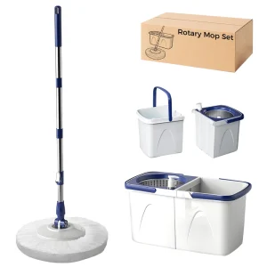 Mop Bucket with Dual-Drive 360° Spin-Dry System and Stainless Steel Handle