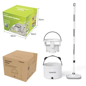 Mop and Bucket Set with 360-Degree Rotation, Microfiber Flat Mop for Wet and Dry Floors
