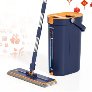 Mop and Bucket Set with Clean and Dirty Water Separation, 360-Degree Spin Mop, Wringer, and Reusable Pads for Wet and Dry Floors