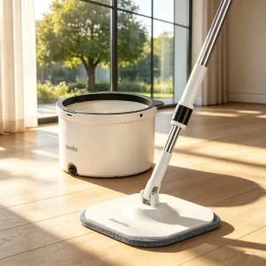 Mop and Bucket Set with Clean and Dirty Water Separation and Wringer for Home Floor Cleaning