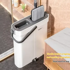 Mop and Bucket with Wringer Set, Hands-Free Flat Floor Mop for All Floors