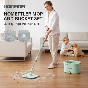 Mop and Bucket with Wringer Set for All Floors with Reusable Mop Pads
